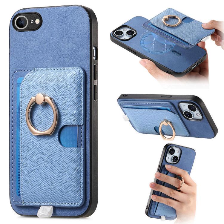 Retro Cross Leather Ring Side Insert Card Bag MagSafe Phone Case