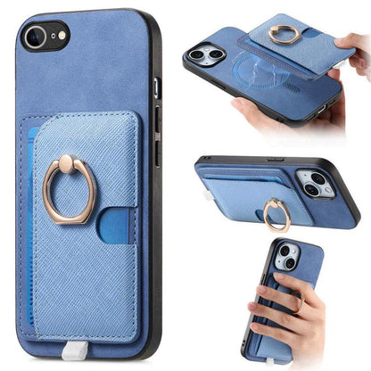 Retro Cross Leather Ring Side Insert Card Bag MagSafe Phone Case