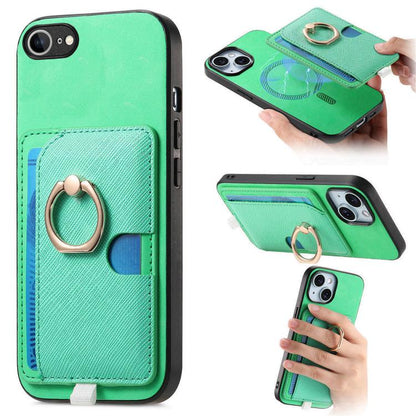 Retro Cross Leather Ring Side Insert Card Bag MagSafe Phone Case
