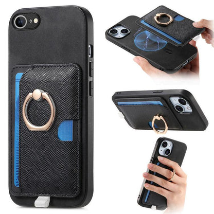 Retro Cross Leather Ring Side Insert Card Bag MagSafe Phone Case