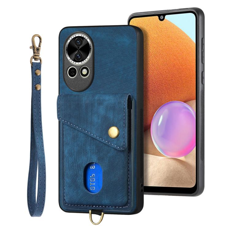 Retro Card Wallet Fold Leather Phone Case with Strap, Compatible with Huawei nova 13