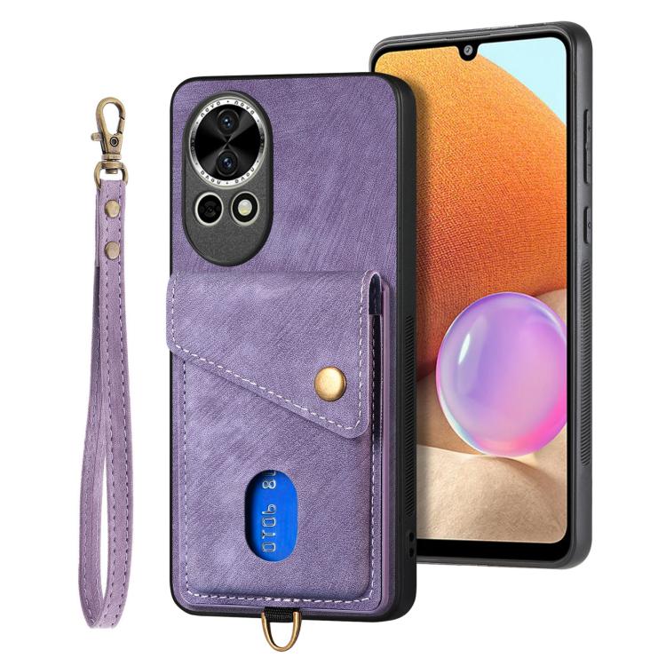 Retro Card Wallet Fold Leather Phone Case with Strap, Compatible with Huawei nova 13