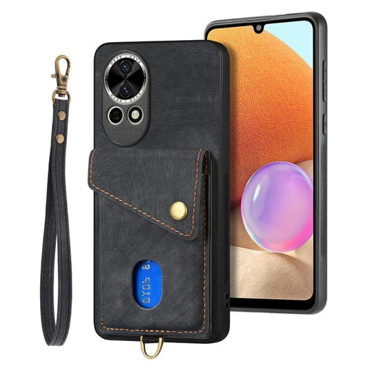Retro Card Wallet Fold Leather Phone Case with Strap, Compatible with Huawei nova 13 Pro