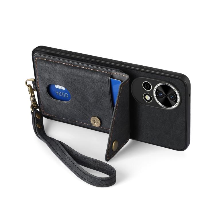 Retro Card Wallet Fold Leather Phone Case with Strap, Compatible with Huawei nova 13 Pro