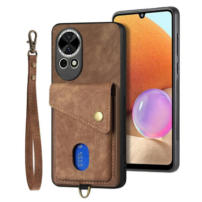 Retro Card Wallet Fold Leather Phone Case with Strap, Compatible with Huawei nova 13 Pro