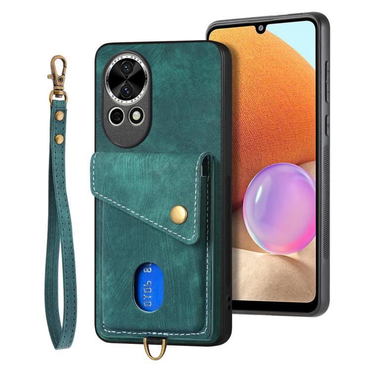 Retro Card Wallet Fold Leather Phone Case with Strap, Compatible with Huawei nova 13 Pro