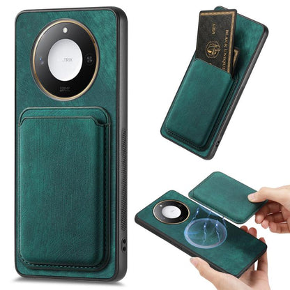 Retro Leather Card Bag Magnetic Phone Case, Compatible with Honor X60 5G