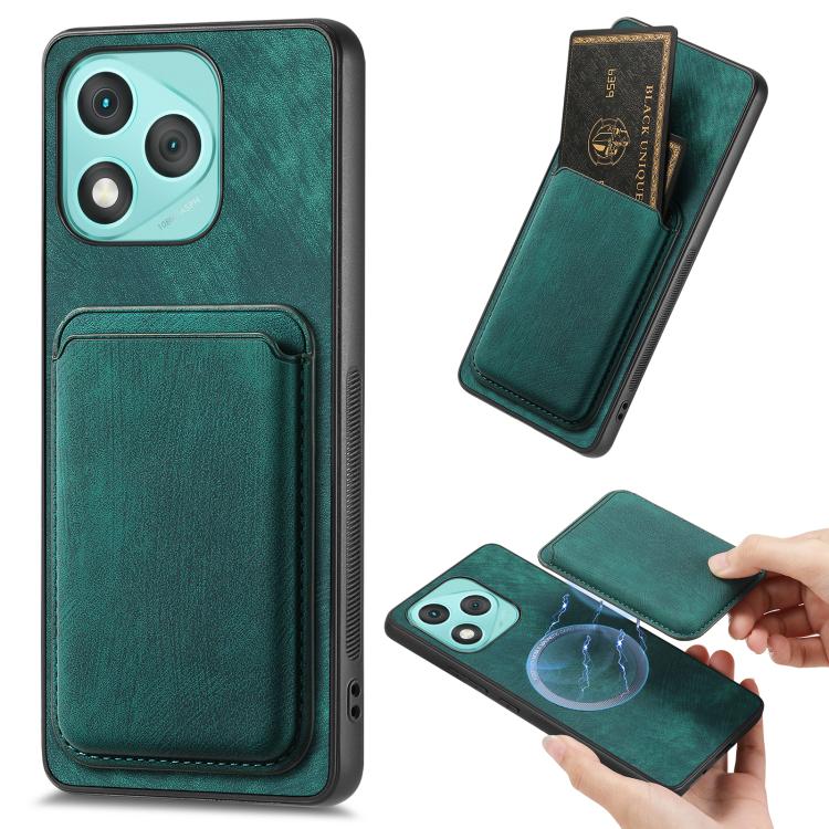 Retro Leather Card Bag Magnetic Phone Case, Compatible with Honor 400 Lite Global
