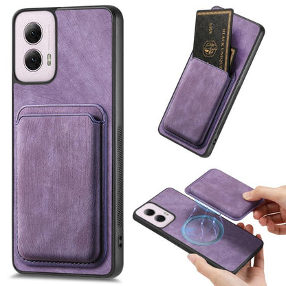 Retro Leather Card Bag Magnetic Phone Case, Compatible with Motorola Moto G Power 5G 2024