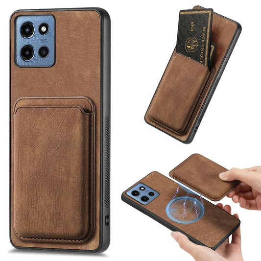 Retro Leather Card Bag Magnetic Phone Case, Compatible with Motorola Moto G 5G 2025