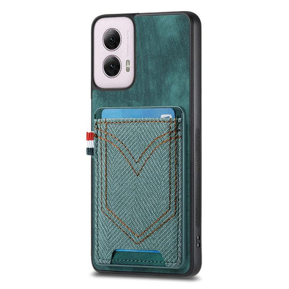 Denim Texture Leather Skin Phone Case with Card Slot, Compatible with Motorola Moto G Power 5G 2024