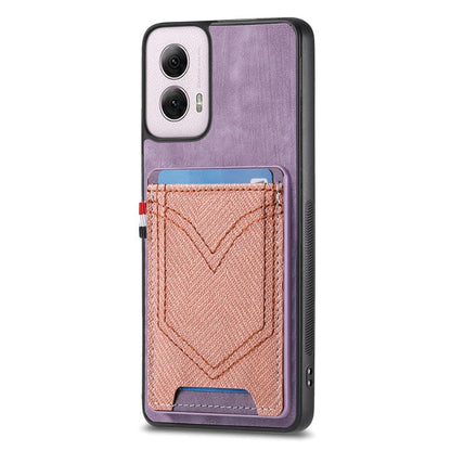 Denim Texture Leather Skin Phone Case with Card Slot, Compatible with Motorola Moto G Power 5G 2024