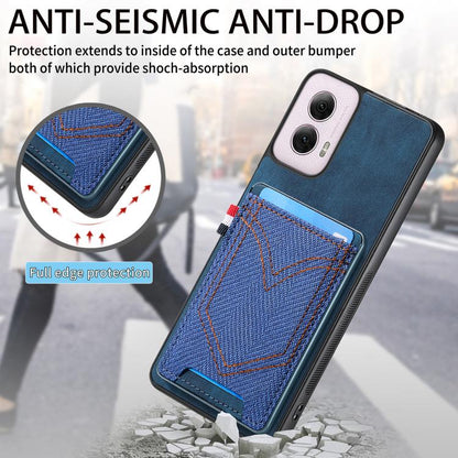 Denim Texture Leather Skin Phone Case with Card Slot, Compatible with Motorola Moto G Power 5G 2024