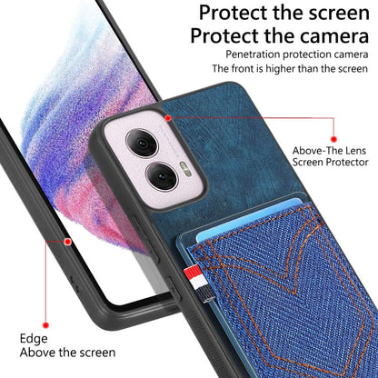 Denim Texture Leather Skin Phone Case with Card Slot, Compatible with Motorola Moto G Power 5G 2024