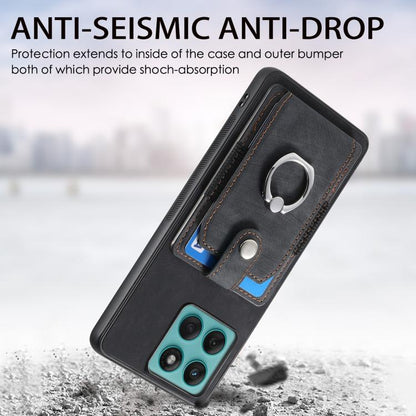 Retro Skin-feel Ring Card Wallet Phone Case