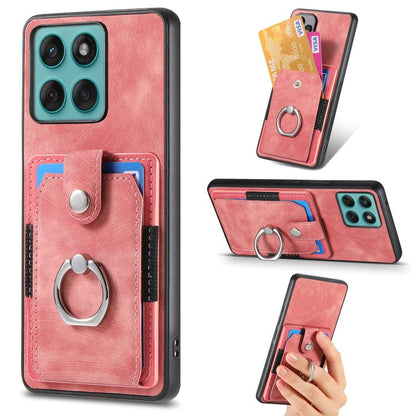 Retro Skin-feel Ring Card Wallet Phone Case