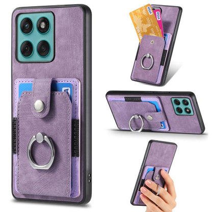 Retro Skin-feel Ring Card Wallet Phone Case