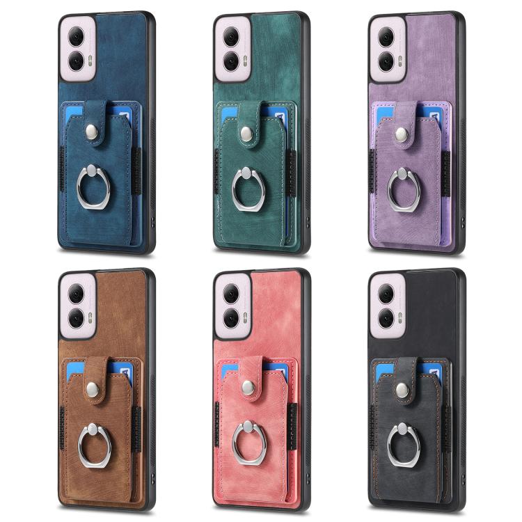 Retro Skin-feel Ring Card Wallet Phone Case