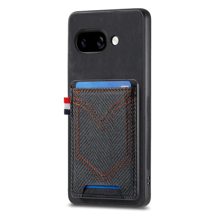 Denim Texture Leather Skin Phone Case with Card Slot, Compatible with Google Pixel 9a