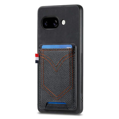 Denim Texture Leather Skin Phone Case with Card Slot, Compatible with Google Pixel 9a