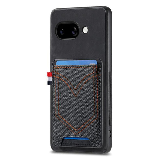 Denim Texture Leather Skin Phone Case with Card Slot, Compatible with Google Pixel 9a