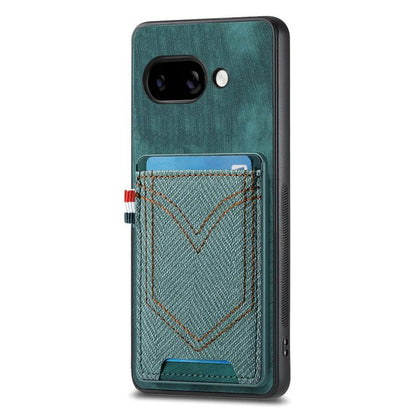 Denim Texture Leather Skin Phone Case with Card Slot, Compatible with Google Pixel 9a