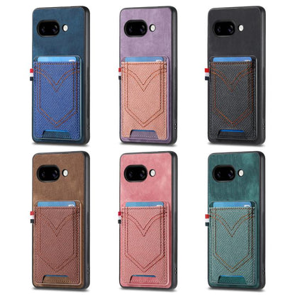 Denim Texture Leather Skin Phone Case with Card Slot, Compatible with Google Pixel 9a