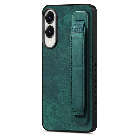 Retro Wristband Holder Leather Back Phone Case, Compatible with Samsung Galaxy S25 Edge 5G