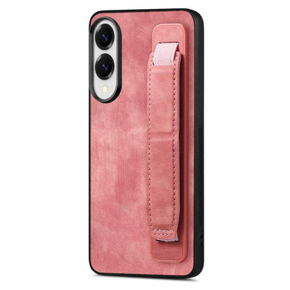 Retro Wristband Holder Leather Back Phone Case, Compatible with Samsung Galaxy S25 Edge 5G
