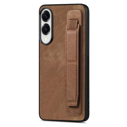 Retro Wristband Holder Leather Back Phone Case, Compatible with Samsung Galaxy S25 Edge 5G