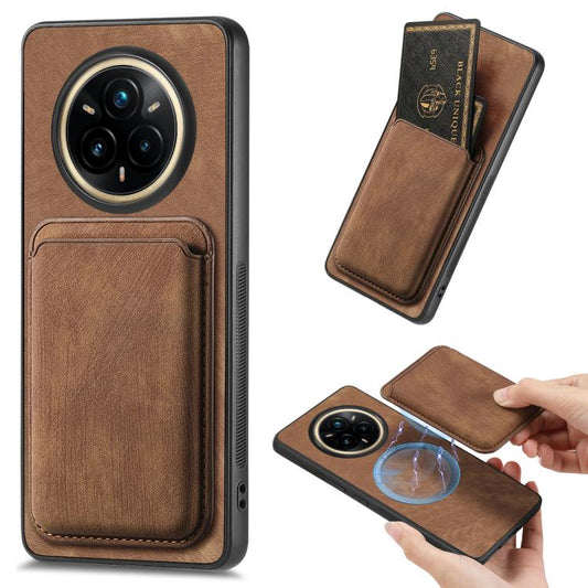 Retro Leather Card Bag Magnetic Phone Case, Compatible with Realme 14 Pro+