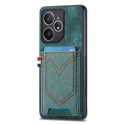 Denim Texture Leather Skin Phone Case with Card Slot, Compatible with Realme Neo7