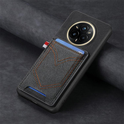 Denim Texture Leather Skin Phone Case with Card Slot, Compatible with Realme 14 Pro