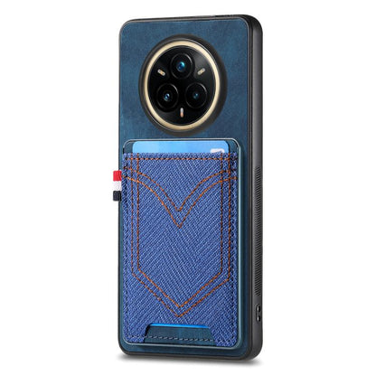 Denim Texture Leather Skin Phone Case with Card Slot, Compatible with Realme 14 Pro