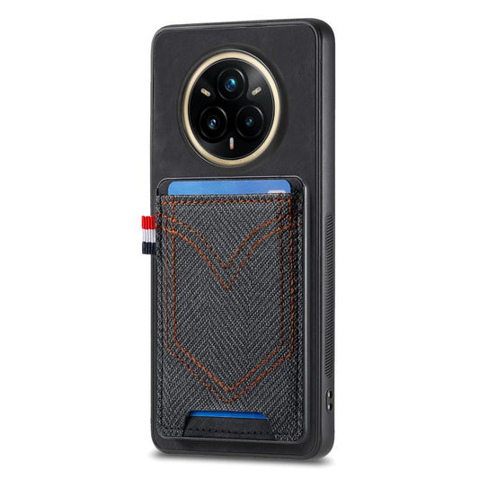 Denim Texture Leather Skin Phone Case with Card Slot, Compatible with Realme 14 Pro+