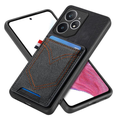 Denim Texture Leather Skin Phone Case with Card Slot, Compatible with Realme 14 Pro