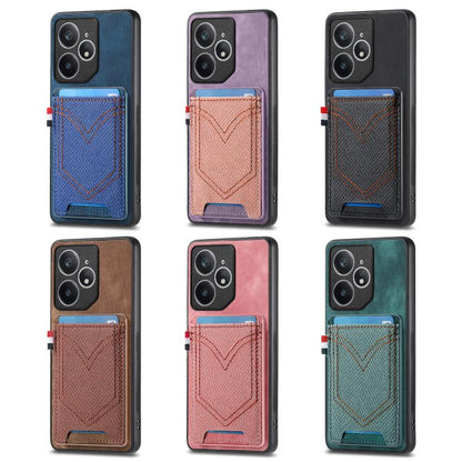 Denim Texture Leather Skin Phone Case with Card Slot, Compatible with Realme 14 Pro