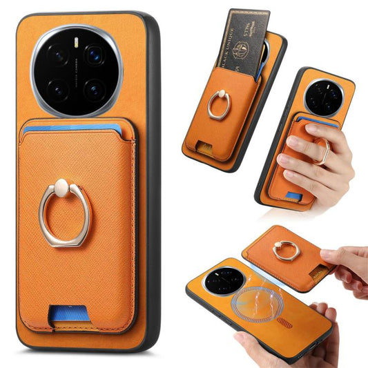 Retro Cross Leather Ring Vertical Insert Card Bag MagSafe Phone Case, Compatible with Honor Magic7 Pro