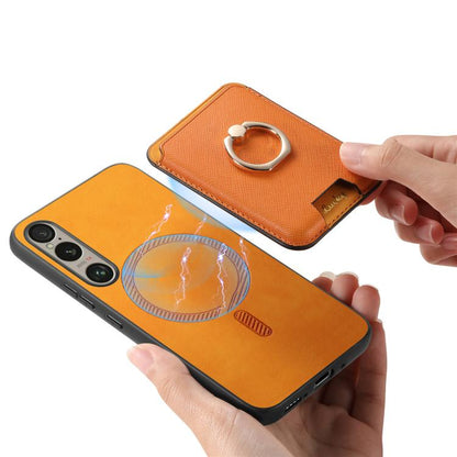 Retro Cross Leather Ring Vertical Insert Card Bag MagSafe Phone Case, Compatible with Sony Xperia 1 VI