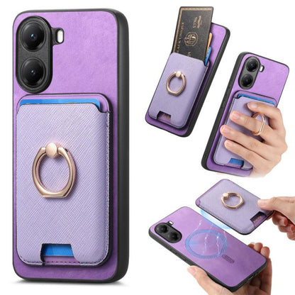 Retro Cross Leather Ring Vertical Insert Card Bag MagSafe Phone Case