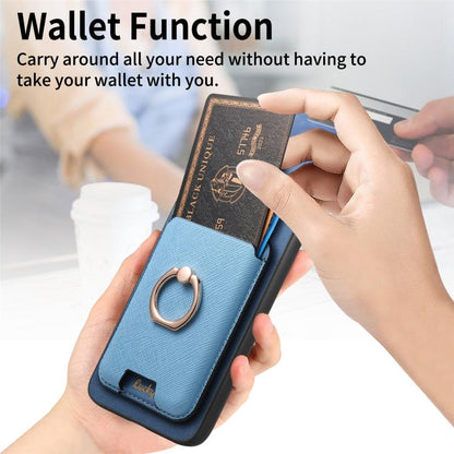 Retro Cross Leather Ring Vertical Insert Card Bag MagSafe Phone Case