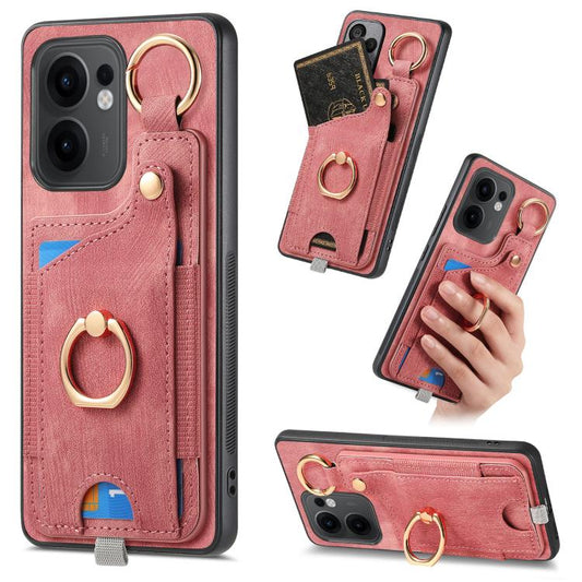Retro Skin-feel Ring Card Bag Phone Case with Hang Loop