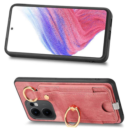 Retro Skin-feel Ring Card Bag Phone Case with Hang Loop