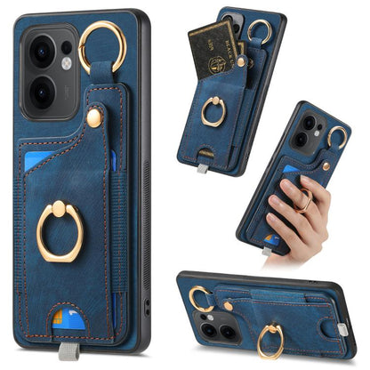 Retro Skin-feel Ring Card Bag Phone Case with Hang Loop