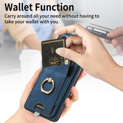 Retro Skin-feel Ring Card Bag Phone Case with Hang Loop
