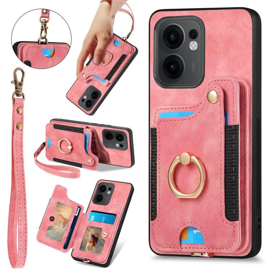 Retro Skin-feel Ring Multi-card Wallet Phone Case, Compatible with OPPO Reno 13F
