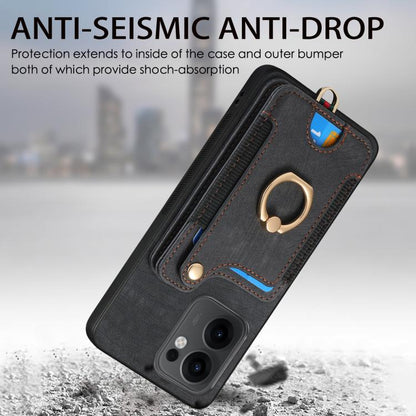 Retro Skin-feel Ring Multi-card Wallet Phone Case, Compatible with OPPO Reno 13F