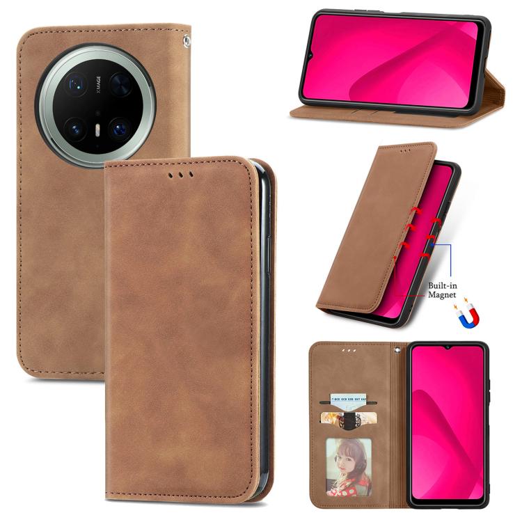 Retro Skin Feel Magnetic Flip Leather Phone Case, Compatible with Huawei Mate 70 Pro
