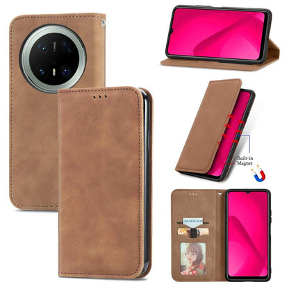 Retro Skin Feel Magnetic Flip Leather Phone Case, Compatible with Huawei Mate 70 Pro+