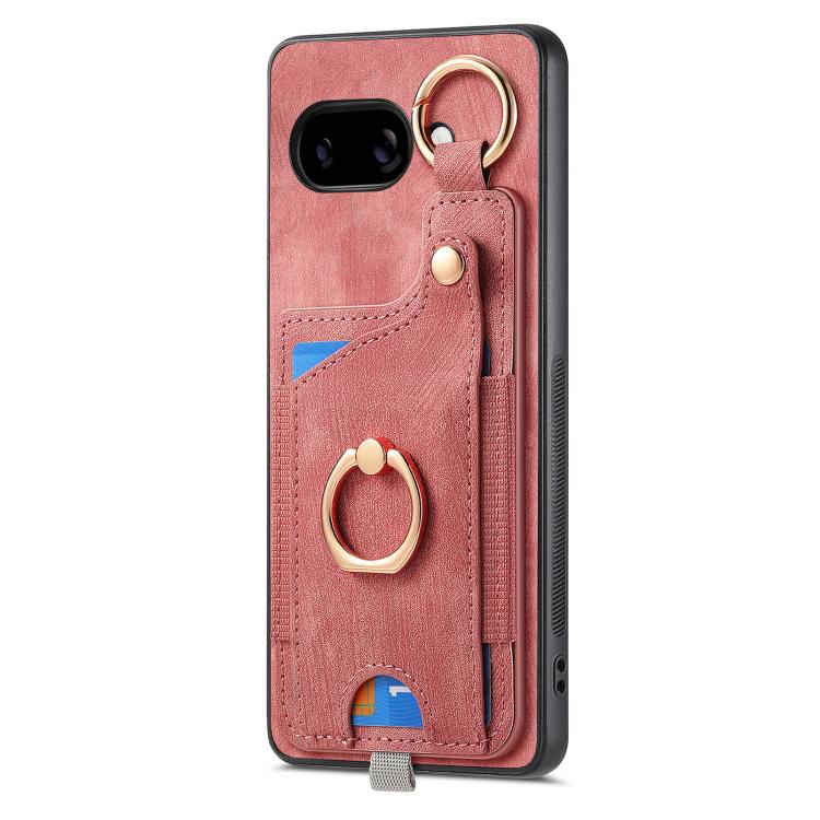 Retro Skin-feel Ring Card Bag Phone Case with Hang Loop, Compatible with Google Pixel 9a